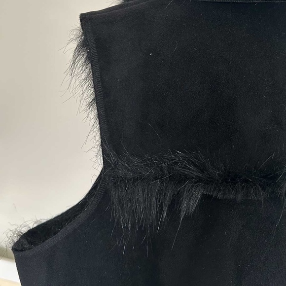 Vintage Deborah Murray 90s y2k Faux Suede Faux Fur Black Penny Lane Mobwife Vest - Picture 8 of 11